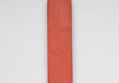 图片[2]-Cinnabar inkstick depicting the “Ode to the Red Cliff” scene, Qing dynasty, Qianlong reign (1736-1795)-China Archive